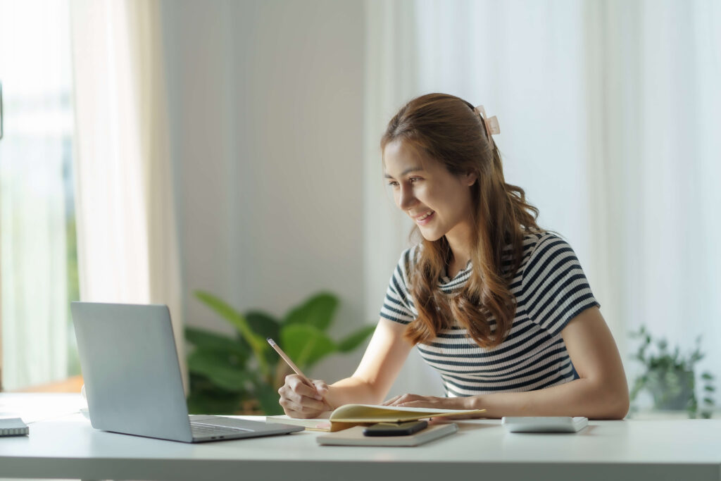 asian female student studying online on laptop 2025 03 08 15 40 29 utc